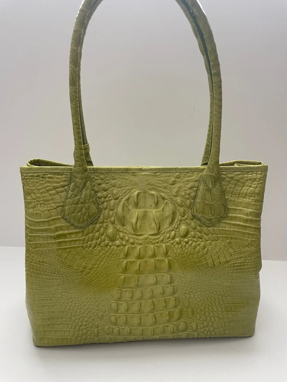 Brahmin Melbourne Crocodile Embossed Tote Bag Lime Green - Picture 4 of 11